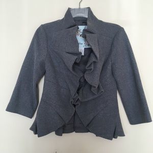 Tabitha Anthropologie Ruffle Gray Blazer